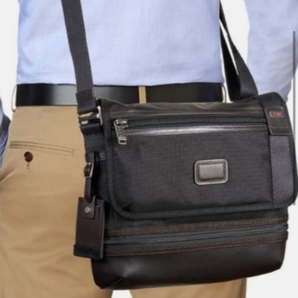 TUMI Alpha Bravo Beale Black and Brown Crossbody Bag - Picture 3 of 16